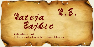 Mateja Bajkić vizit kartica